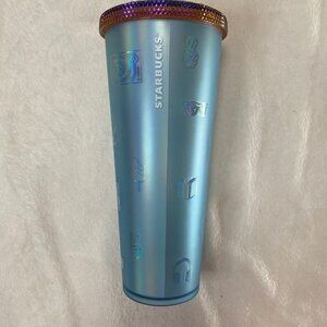 Starbucks 2022 Back to School Emoji Icy Blue Soft Touch Iridescent Tumbler